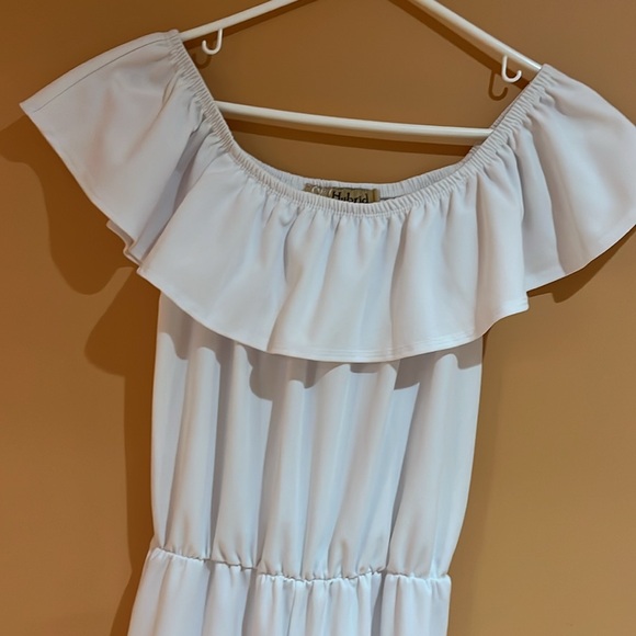 White Ruffle Jumpsuit - Picture 2 of 8